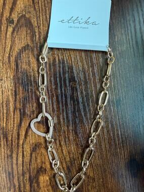 ETTIKA Open Heart Lock Faux Cubic Zirconia Necklace
